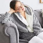 コットンフリース フード付き温かナイトガウン ぬくぬく部屋着 ルームウエア 巣籠ウエア おうちファッション 大人のルームウエア おうちでファッション