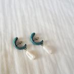 Yahoo! Yahoo!ショッピング(ヤフー ショッピング)ピアス　真鍮　シェル　ターコイズブルー　