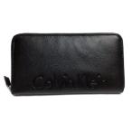 カルバンクライン 財布 ラウンドファスナー 長財布 ブラック ロゴ型押し 本革 CK Calvin Klein