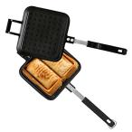 アイリスオーヤマ 直火・ IH両対応 キャンプにも使える具たくさんホットサンドメーカー 2枚用 内側プレス お手入れ簡単 ブラック 15.9×3