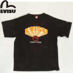 EVISU JEANS USED TEE SHIRTS BLACK EVISU マーク エヴィス ジーンズ ORIGINAL MARK レギュラー フィット ブラック Tシャツ 日本ブランド