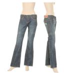 訳あり EVISU エヴィス EVISUJEANS EVISUDONNA USED ブーツカット ジーンズ デニム レディース カモメマーク ホワイト 限定 古着 ユーズド