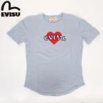 EVISU JEANS USED 半袖 ニットTシャツ サマーニット エヴィス ジーンズ トップス ホワイト ユーズド カモメマーク フロント カモメ 戎 チェーン刺繍 刺繍