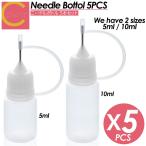 ショッピングプティプラ ニードルボトル 5ml 10ml 5本セット グルーボトル 接着剤 容器 注入 液体 リキッド ドロッパーボトル 保管 蓋付き 手芸 クラフト シリンジボトル 電子タバコ