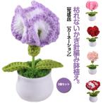 ニット花 カーネーションブーケ 花 ニットフラワー 卓上 花束 カーネーション ニット編み 鉢植え 盆栽 鉢花 ブーケ フラワーギフト かぎ針編み 枯