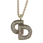 超美品 Christian Dior クリスチャンディオール ネックレス メタル ラインストーン ゴールド CDロゴ【本物保証】