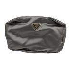 プラダ ポーチ トライアングルロゴ キャンバス 1N0021 三角ロゴ グレーメタリック 化粧ポーチ【本物保証】