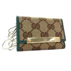 ショッピングＧＧキャンバス グッチ キーケース GGキャンバス キャンバス レザー 127048 ゴールド金具 ベージュ ブラウン グリーン系【本物保証】