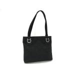 ショッピングファッションセール対象商品 サルヴァトーレフェラガモ トートバッグ ガンチーニ ショルダートート キャンバス×レザー 21 5757 ブラック【本物保証】