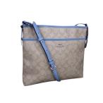 ショッピングファッションセール対象商品 コーチ ショルダーバッグ シグネチャ PVC レザー F58297 シルバー金具 ベージュ ライトブルー【本物保証】