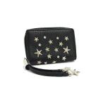 ショッピングファッションセール対象商品 ジミーチュウ コインケース ネリー レザー - ラウンドファスナー スタースタッズ シルバー金具 ブラック【本物保証】