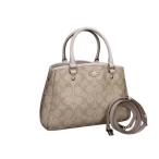 コーチ ハンドバッグ シグネチャー PVC×レザー F34605 2WAY ベージュ アイボリー ショルダーバッグ【本物保証】