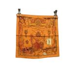 ショッピングファッションセール対象商品 エルメス スカーフ カレ45 プチカレ ガヴロッシュ MUSEE 博物館 シルク100％ - オレンジ系 ブランド【本物保証】