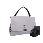 ショッピングファッションセール対象商品 ザネラート ハンドバッグ ポスティーナ ヌバック - 2WAY ブロンズ金具 グレージュ ブラウン【本物保証】