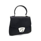 フェラガモ ハンドバッグ ガンチーニ レザー BW-21 7000 シルバー金具 ブラック ショルダーバッグ【本物保証】
