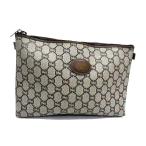  Gucci клатч Old Gucci Gucci плюс PVC× кожа оттенок бежевого × оттенок коричневого прекрасный товар мода [ подлинный товар гарантия ]