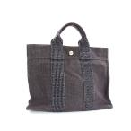 エルメス ハンドバッグ エールライン トートPM キャンバス - シルバー金具 グレー ショルダーバッグ【本物保証】