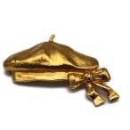 CHANEL シャネル ベレー帽モチーフ ブローチ メタル ゴールド ヴィンテージ アクセサリー 小物【本物保証】