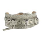 ショッピングファッションセール対象商品 超美品 バレンシアガ ブレスレット 357324 パイソン レザー ライトグレー系 シルバー金具 ベルトモチーフ【本物保証】