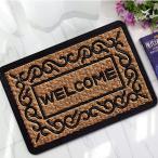 アンティーク 柄 プリント 薄型 泥落とし 玄関マット 屋外 屋内 滑り止め加工 SW977 ココマット wellcome