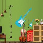 ウォールステッカー エレキギター マイクスタンド はがせる グルー 壁紙シール 音楽 楽器 スタジオ