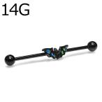  пирсинги 14G летучая мышь узор имеется in пыль настоящий штанга / 14 мера черный нержавеющая сталь .. серьги распорка штанга металл аллергия соответствует 