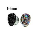 ボディピアス 16mm パイレックスガラススカルフロントフレアプラグ / 16ミリ ラージホール 耐熱 ダブルフレア はめ込み ドクロ ガイコツ 金属アレルギー対応