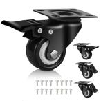 プレート式 キャスター 車輪 ブレーキ付き 1.5インチ 4個耐荷重200kg 360度回転 高耐久性 ストッパー付き 自在キャスター ネジ付き 取替えDIY用 交換用 便利グッ