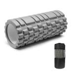 フォームローラー グリッドフォームローラー フィットネス ストレッチ器具 収納バッグ付き ヨガポール トレーニング スポーツ (グレー)