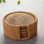 Homehalo コースター アタ コースター 丸型 6枚セット 茶托 防水 収納ケース付き 滑り止め 茶パッド 断熱パッド お茶 お酒 コーヒーのカップスタンド ハンドメイ