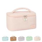 化粧ポーチ メイクポーチ ブラシポケット 収納ボックス バニティポーチ 防水 大容量 超軽量 持ち運び かわいい 化粧道具 化粧品 収納 トラベル用 (ピンク)
