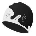 スイムキャップ メンズ 水泳帽子 大きいサイズ アクアのレッスン ロングヘア スイミングキャップ 防水 防滑 耳まで 水泳帽 競泳 スイミング練習 猫柄帽子 男性