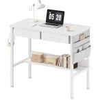 ショッピングpcデスク Maihail 机 pcデスク パソコンデスク コンパクト一人暮らし 家具 学習机 引き出し付き 下収納棚付き 収納袋付き 小さい ワークデスク幅80*奥行40cm 白い