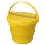 ショッピングバケツ 伊勢藤(ISETO) 折りたたみバケツ ソフトバケツ(フタ付き) イエロー 8L 幅32.8*奥行30.0*高さ8.1*25.7cm 日本製 耐熱100* 防災 折りたたみ バケツ 洗濯機 吊り下