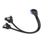 xiwai прямой угол 90 раз 5Gbps 2 порт USB 3.0 женский - 19/20 булавка заголовок винт крепление модель кабель 1 футов /32cm