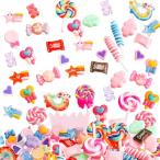 ショッピングデコ デコパーツ 50個セット キャンディーカラー アクセサリー 樹脂製 ヘアピンパーツ ミックス飾り物 携帯ケース装飾 DIY 飾り物 ハンドメイド用