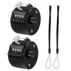 カウンター 数取器 手持ち式 カウント4桁  2個セット  数取り 小型 計数器 数カウンター 野球 counter 手動測定 計数 携帯便利 ストラップ付き (ブラック/ホワイ