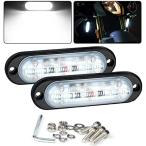 Chelhead ledデイライト 薄型 6Wx2個 作業灯 車 ワークライト 荷台灯 補助灯 12v/24v IP68防水 防塵 後付けフォグランプ ホワイト 軽量