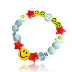 アメリカン ブレスレット 星 スマイル アメリカ USA 海外 メンズ レディース 星条旗 スター 赤 * 黄 数珠