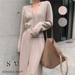 ショッピングニットワンピ 秋冬レディース ニットワンピ サマニート 着回し 重ね着 着痩せ ロング 長袖 タイルセータースカート 気質 フェミニン 出かけ 同窓会