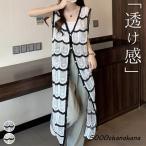 ジレ クロシェ編み ロング丈 Vネック トップス レディース ノースリーブ ロングベスト サマーニット きれいめ 羽織り レース 白 春夏