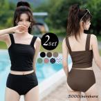  купальный костюм танкини женский 2 позиций комплект большой размер бикини раздельный бюстье способ b Rav la верх укороченные брюки длина плечо шнур лето море бассейн чёрный белый 