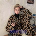 ショッピングモコモコ フリースコート レディース 豹柄 ヒョウ柄  冬 秋 おしゃれ 防寒 アウター カジュアル モコモコ デート ショート丈 ゆったり