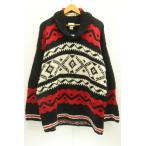 moda intl メンズカウチンセーター L カウチンセーター moda intl L 黒 ブラック 赤 レッド 総柄【中古】