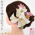 和装 髪飾り 成人式 振袖 髪飾り 3点セット 全3種 花 フラワー コーム 大人 レディース 女性