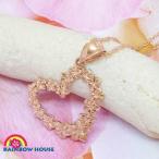 ハワイアンジュエリーK14ピンクゴールドプルメリアのオープンハート