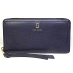 【 MARC JACOBS】 マークジェイコブス　レザー　ネイビー　ラウンド ファスナー　長財布 　財布　ウォレット　中古　美品