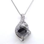 K18WG  ホワイトゴールド　ブラックダイヤ　1.69ct　ダイヤ　0.07ct　ペンダント付ネックレス　中古　美品　レディース　質屋　