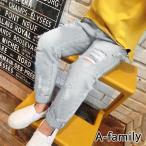 ショッピング韓国子供服 最終値下げ！キッズ デニム パンツ クラッシュデニム 子供服 ダメージ ジーンズ Gパン デニム 韓国子供服 かわいい 男の子 女の子 ジュニア