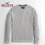 HOLLISTER メンズ 長袖  マッスルフィット クルーネックセーター ミディアムグレー テクスチャー　グレー Ｌ